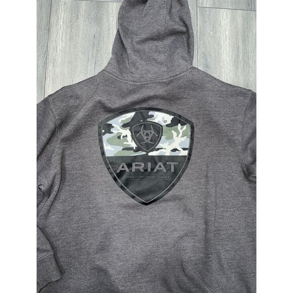 Ariat Men's Southwest Shield Sweatshirt Charcoal Heather hoodie L A004729 - Picture 12 of 13